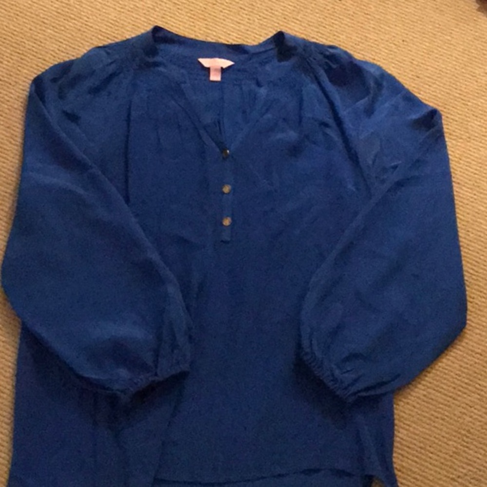 Lily bright blue silk top size med